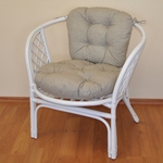 Ratanové kreslo Bahama biele polster tmavo béžový melír