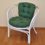 Ratanové kreslo Bahama biele polster tmavo zelený melír