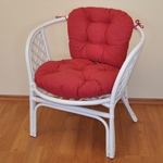 Ratanové kreslo Bahama biele polster vínový melír