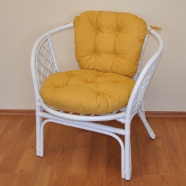 Ratanové kreslo Bahama biele polster žltý melír