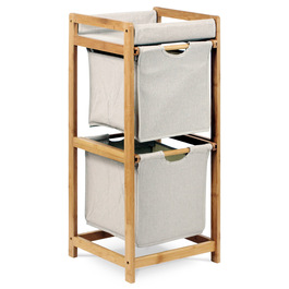 DR-012-2 - Regál 2 šuplíky, lakovaný bambus a látka