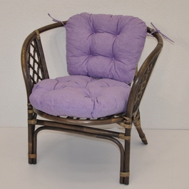 Ratanové kreslo Bahama hnedé polster fialový melír