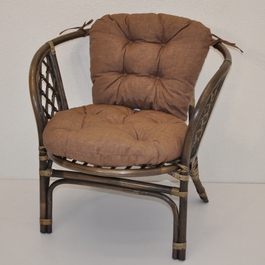 Ratanové kreslo Bahama hnedé polster hnedý melír