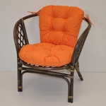 Ratanové kreslo Bahama hnedé polster oranžový melír