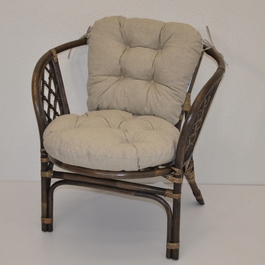 Ratanové kreslo Bahama hnedé polster tmavo béžový melír