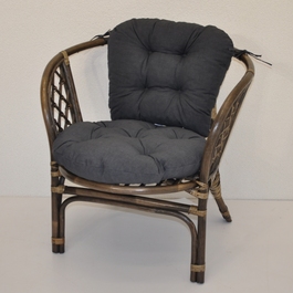 Ratanové kreslo Bahama hnedé polster tmavo šedý melír