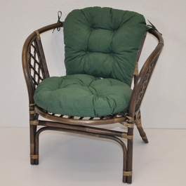 Ratanové kreslo Bahama hnedé polster tmavo zelený melír