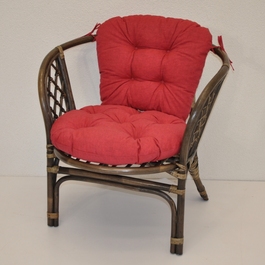 Ratanové kreslo Bahama hnedé polster vínový melír