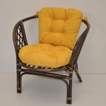 Ratanové kreslo Bahama hnedé polster žltý melír