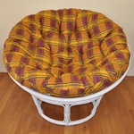 Ratanový papasan 100 cm biely, polster okrový