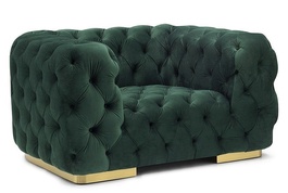 Čalúnené kreslo CHASS 1 VELVET zelená/zlatá