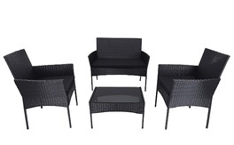 Záhradný ratanový set IBIZA 2-sedadlo + 2 kreslá + stôl čierna