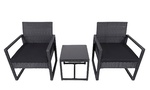 Záhradný ratanový set MADEIRA 2 kreslá + 1 stôl čierna