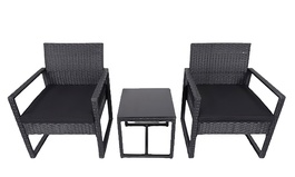 Záhradný ratanový set MADEIRA 2 kreslá + 1 stôl čierna