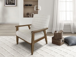 Čalúnené kreslo TIMI biely baránok/orech