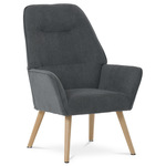 AK-312 GREY2 - Kreslo "ušiak", poťah šedá látka, nohy masív kaučukovník