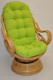 Ratanové hojdacie kreslo Swivel medové polster svetlo zelený melír