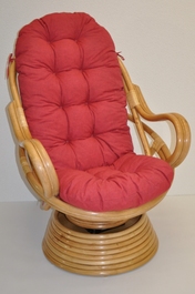 Ratanové hojdacie kreslo Swivel medové polster vínový melír