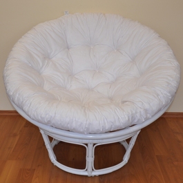 Ratanový papasan 100 cm biely, polster biely