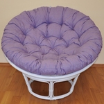 Ratanový papasan 100 cm biely, polster fialový melír