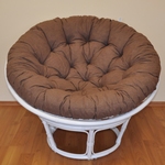 Ratanový papasan 100 cm biely, polster hnedý melír