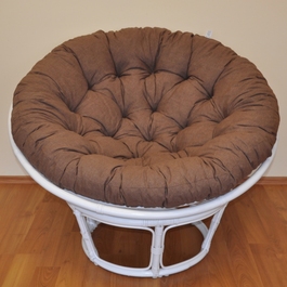 Ratanový papasan 100 cm biely, polster hnedý melír