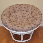 Ratanový papasan 100 cm biely, polster levandule