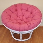Ratanový papasan 100 cm biely, polster malinový melír