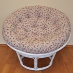 Ratanový papasan 100 cm biely, polster motív ruže