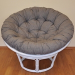 Ratanový papasan 100 cm biely, polster šedý melír