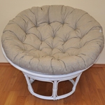 Ratanový papasan 100 cm biely, polster tmavo béžový melír