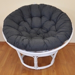 Ratanový papasan 100 cm biely, polster tmavosivý melír
