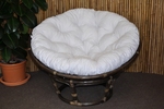 Ratanový papasan 115 cm hnedý - polster biely