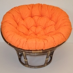 Ratanový papasan 115 cm hnedý - polster oranžový melír