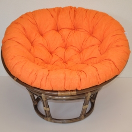 Ratanový papasan 115 cm hnedý - polster oranžový melír