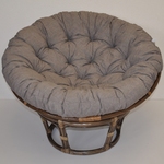Ratanový papasan 115 cm hnedý - polster šedý melír