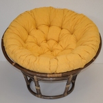 Ratanový papasan 115 cm hnedý - polster žltý melír