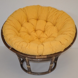 Ratanový papasan 115 cm hnedý - polster žltý melír