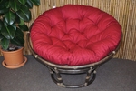 Ratanový papasan 115 cm hnedý polst vínový