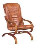 Kreslo FINKA koža S42 / drevo rustikal