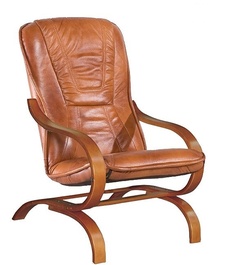 Kreslo FINKA koža S42 / drevo rustikal