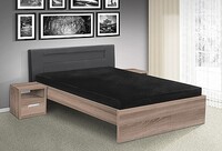 Posteľ MEADOW LUX 120cm vr. roštu a matraca a LED osvetlenie dub sonoma / šedé čelo