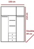Skriňa ROMA LUX 3 šatníková, 150cm