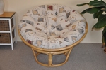 Ratanový papasan 115 cm medový - polster motív srdca Love