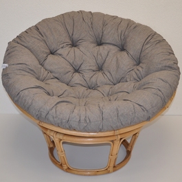 Ratanový papasan 115 cm medový - polster šedý melír
