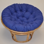 Ratanový papasan 115 cm medový - polster tmavomodrý melír