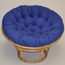 Ratanový papasan 115 cm medový - polster tmavomodrý melír