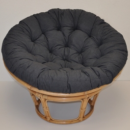 Ratanový papasan 115 cm medový - polster tmavosivý melír