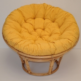 Ratanový papasan 115 cm medový - polster žltý melír