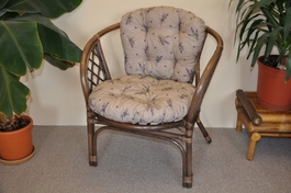 Ratanové kreslo Bahama hnedé polster levandule